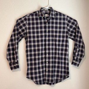 Peter Millar Mens Medium Purple Gray Plaid Long Sleeve Button Down Dress Shirt